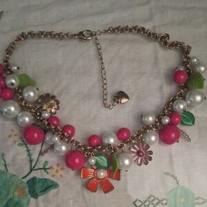 Betsey Johnson Pink and Gold Statement Necklace